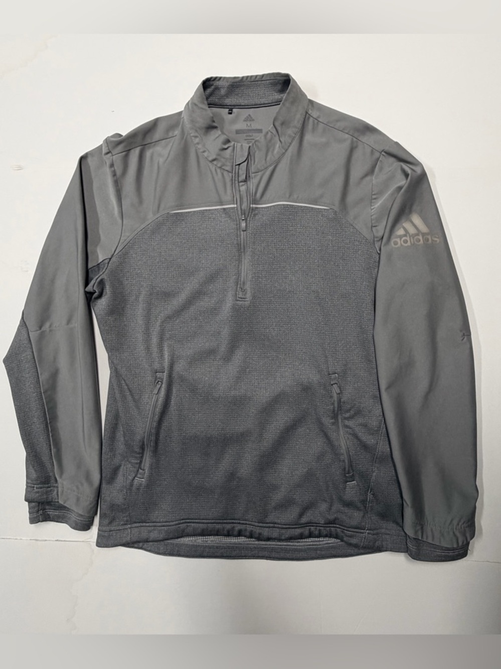 adidas Men's Gray Quarter-Zip Performance Jacket
